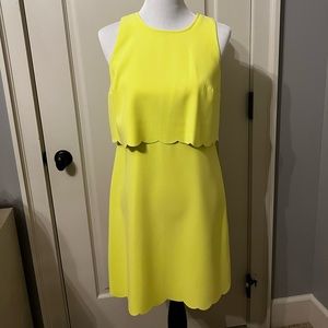 Loft- size 4, like new,beautiful key lime dress,scallop trim and peak a boo back